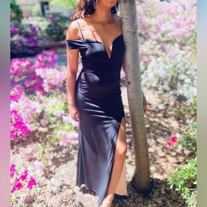 Off-the-shoulder black dress